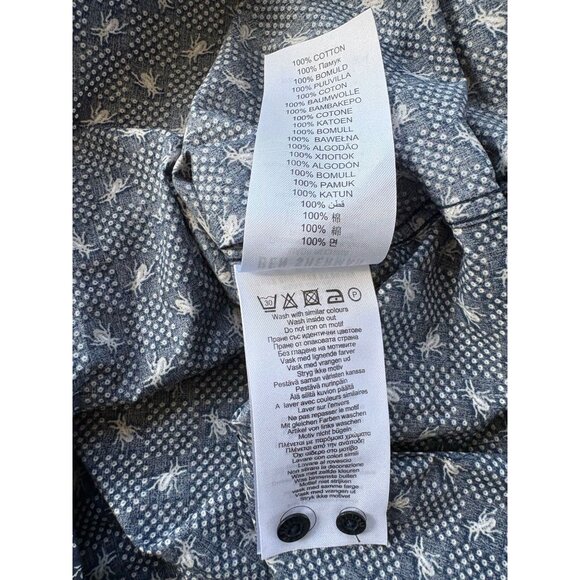 Ben Sherman Mens Novelty Print Beetles & Bugs Navy Button Down Size S - Picture 7 of 7